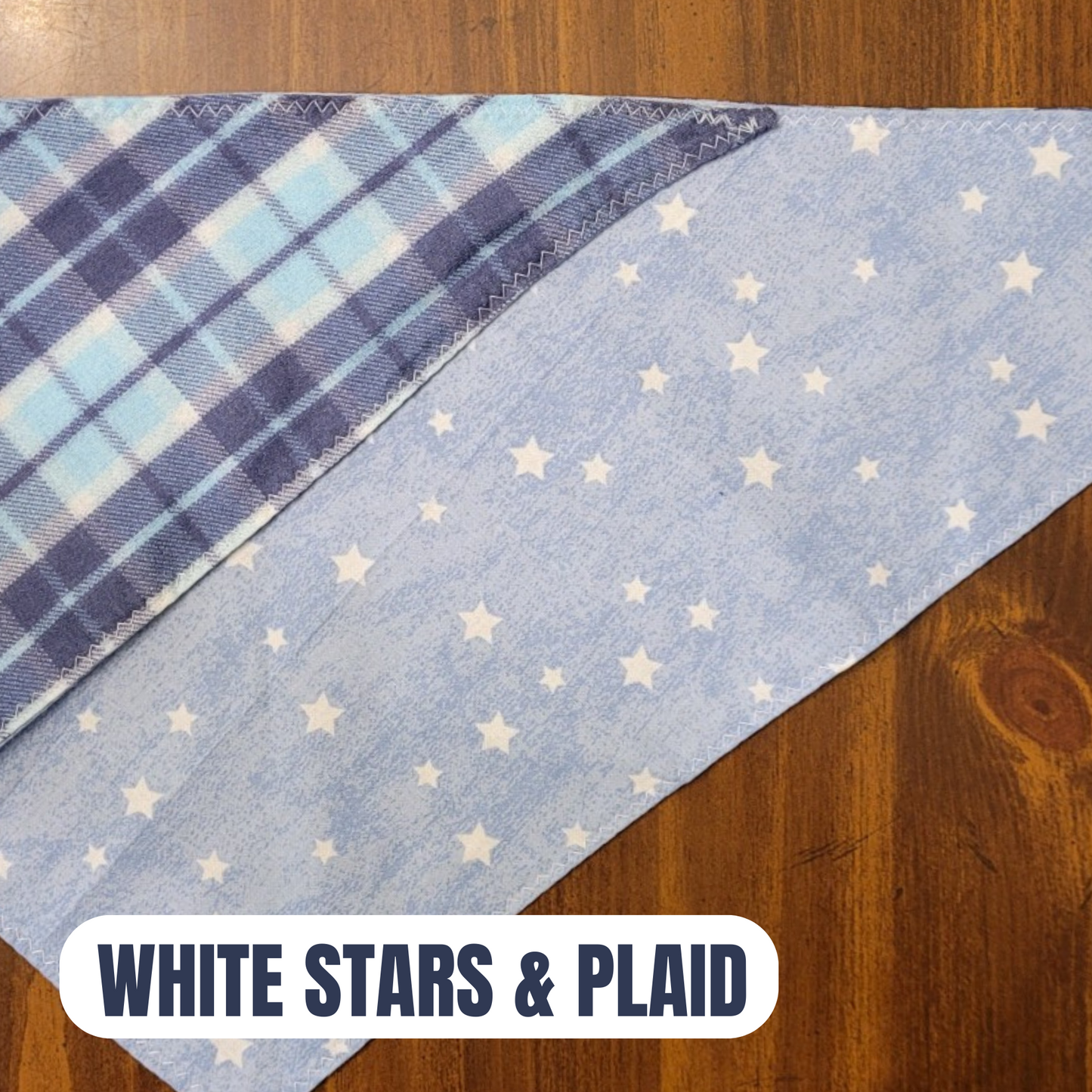 PET BANDANA - WHITE STARS & PLAID FINAL SALE