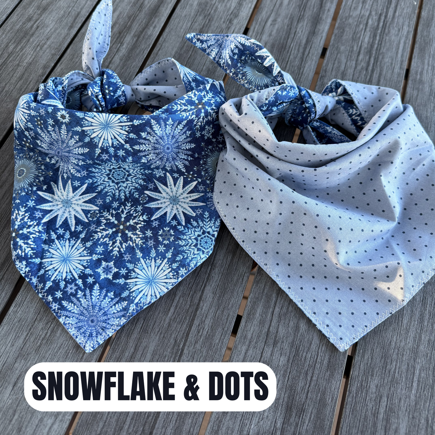 PET BANDANA - SNOWFLAKE & BLUE DOTS FINAL SALE