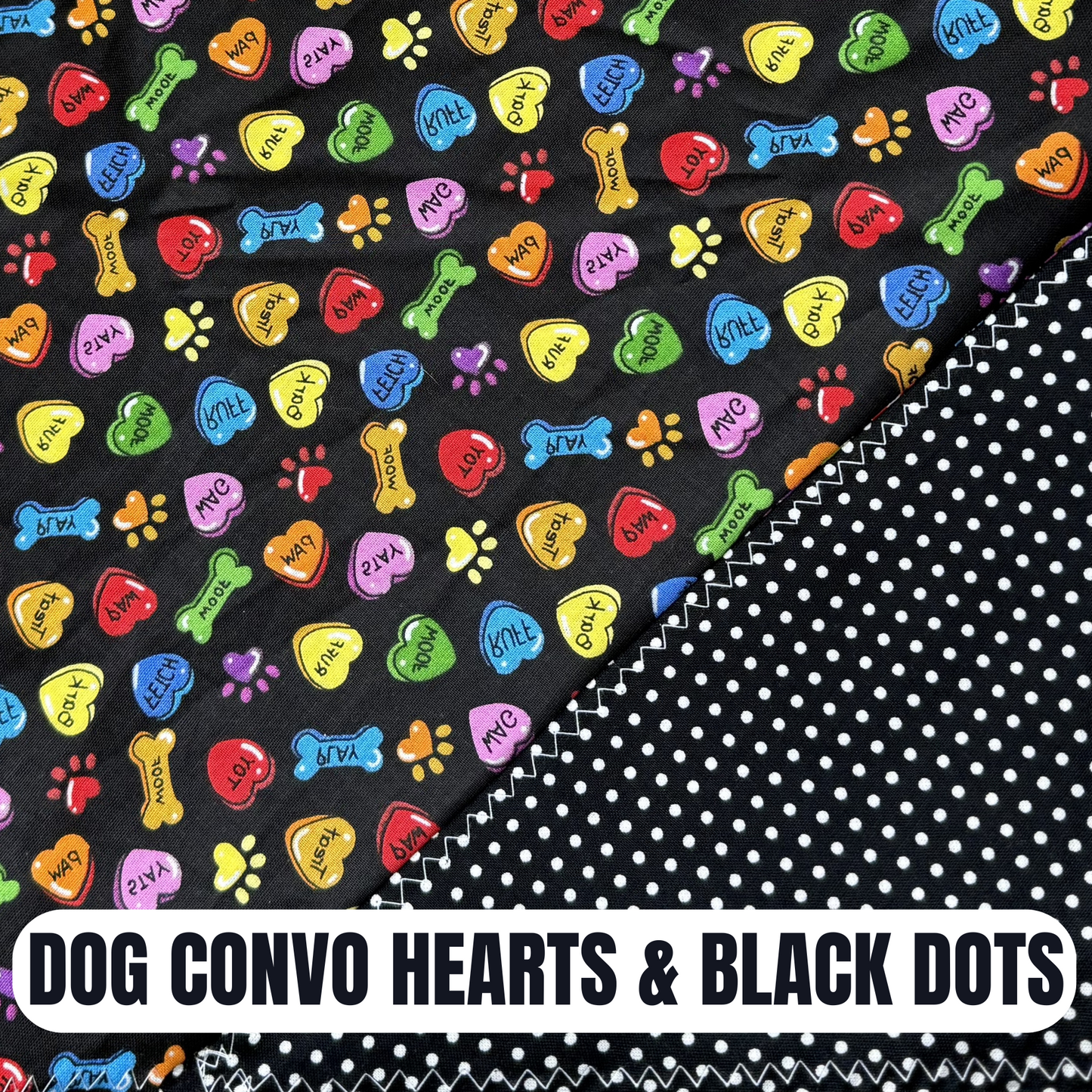 PET BANDANA - DOG CONVO HEARTS & BLACK DOTS FINAL SALE