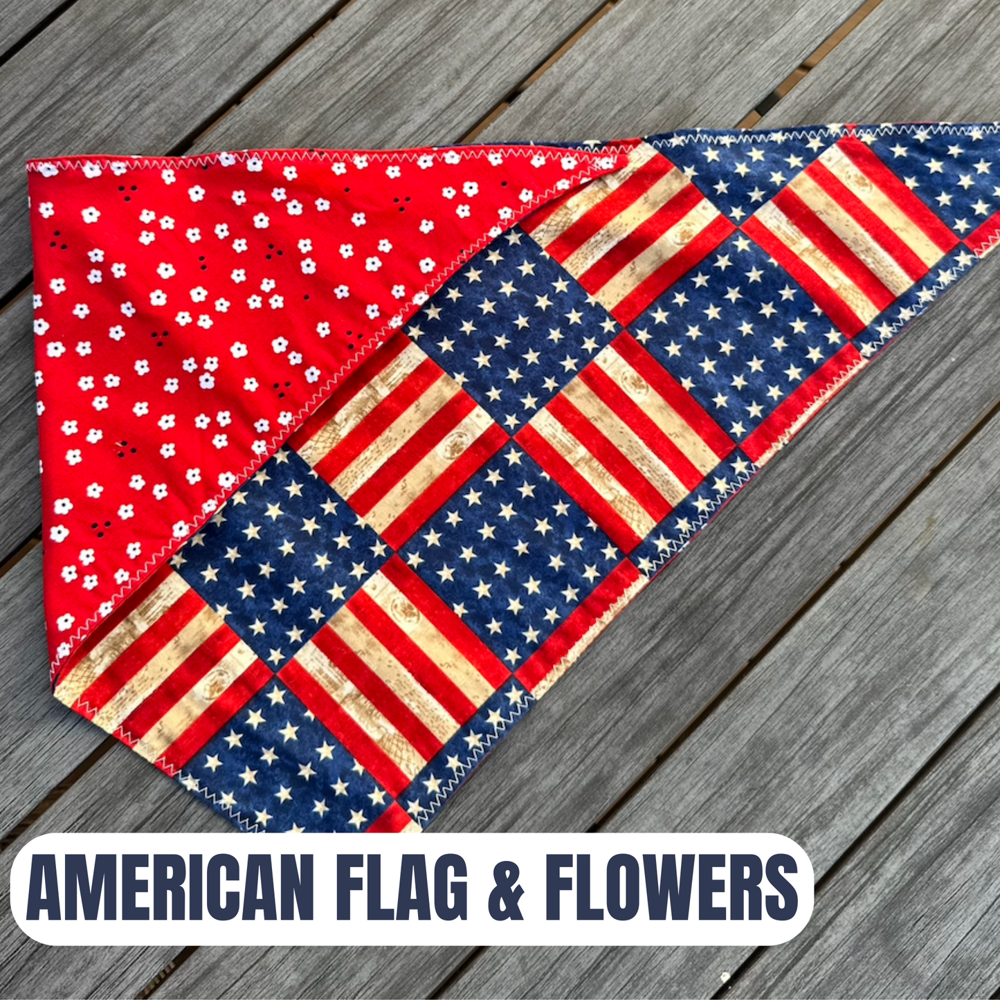 PET BANDANA - AMERICAN FLAG & FLOWERS FINAL SALE