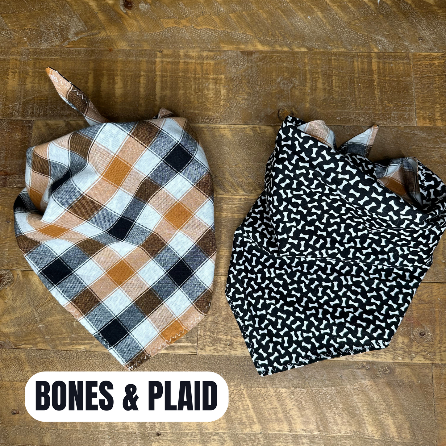 PET BANDANA - BONES AND PLAID FINAL SALE