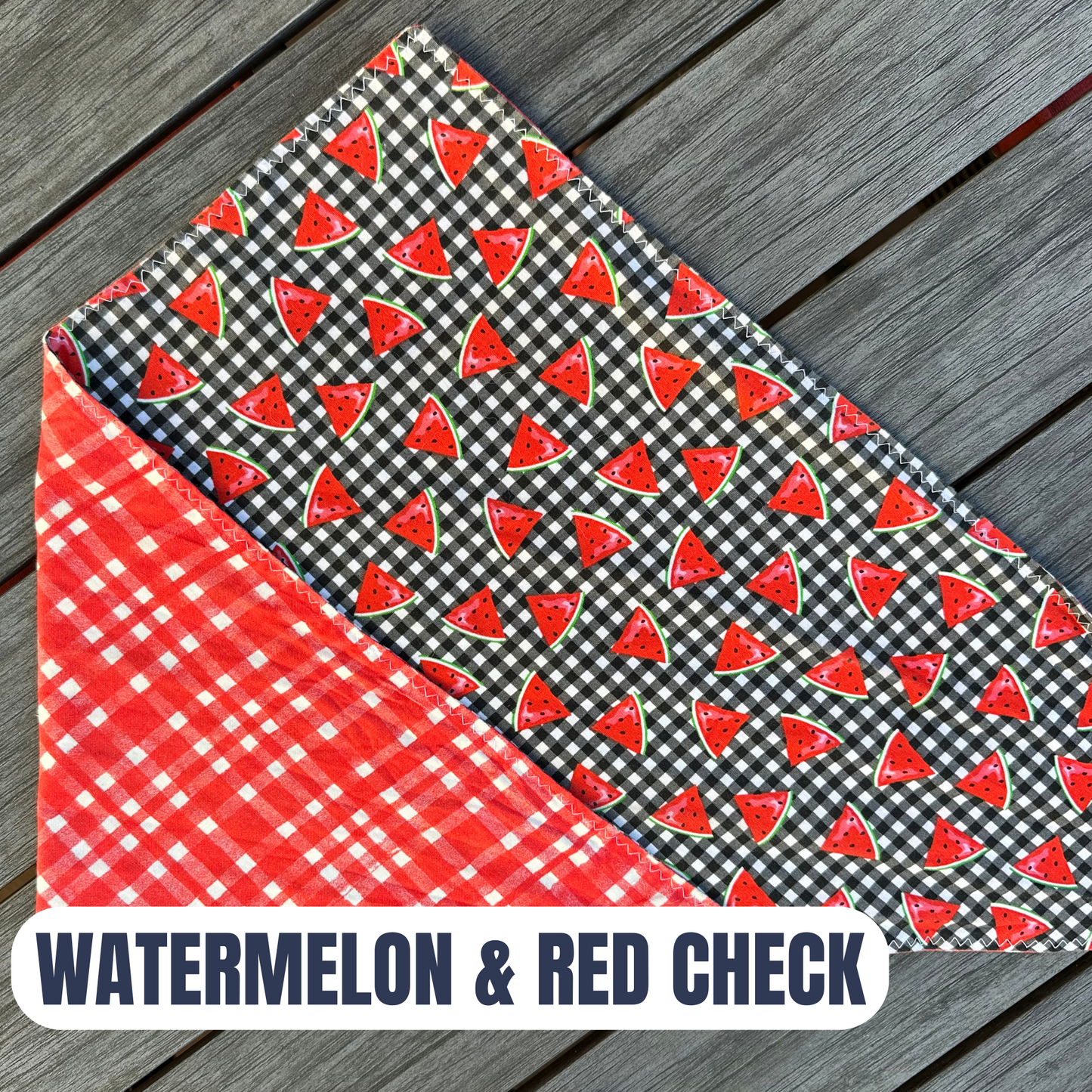 PET BANDANA - WATERMELON & RED CHECK FINAL SALE